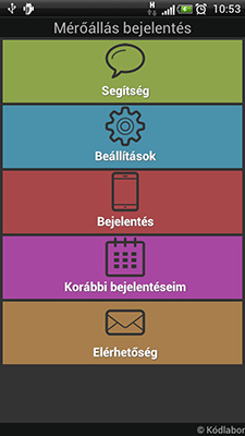 Mérőállás bejelentés a mobilalkalmazásban